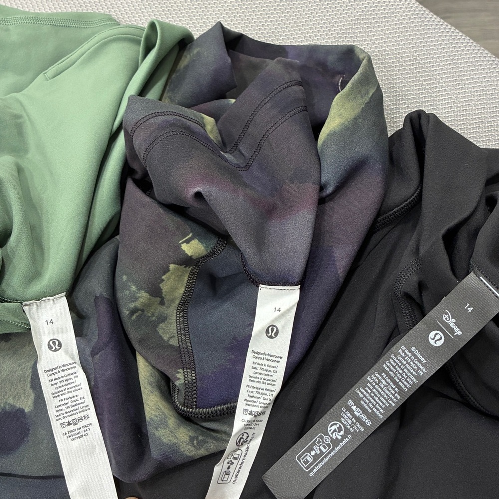 Lululemon Leggings Trio - Green, Multicolor, Black-preowned. No pile